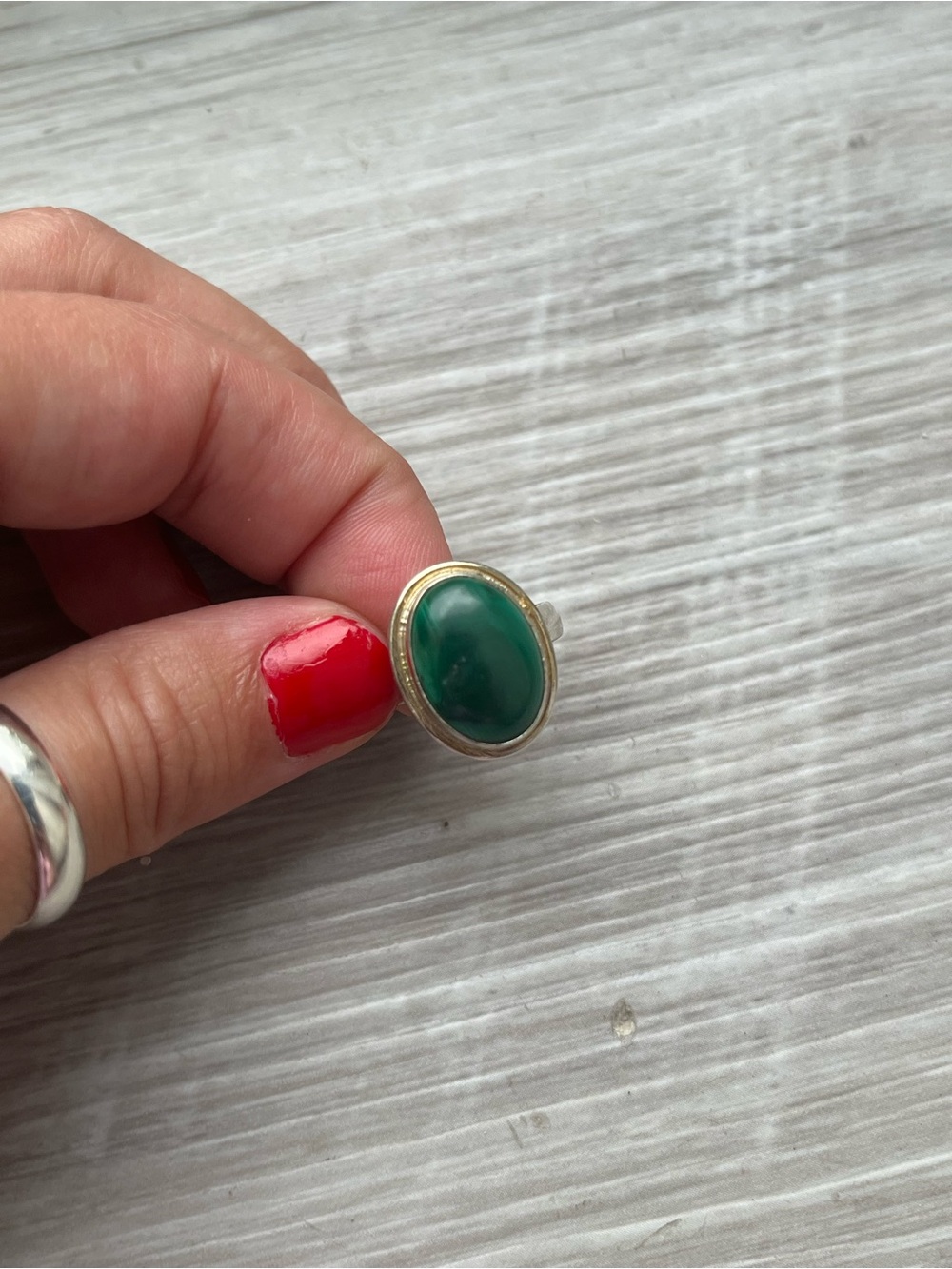 Natural Green Onyx Stone Silver Sterling Ring